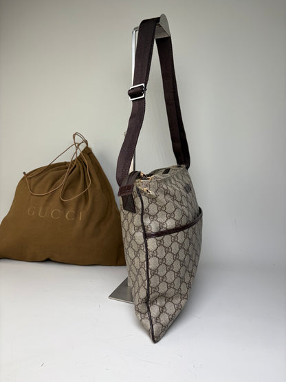 Vintage Gucci GG Supreme Shoulder Bag Beige Brown