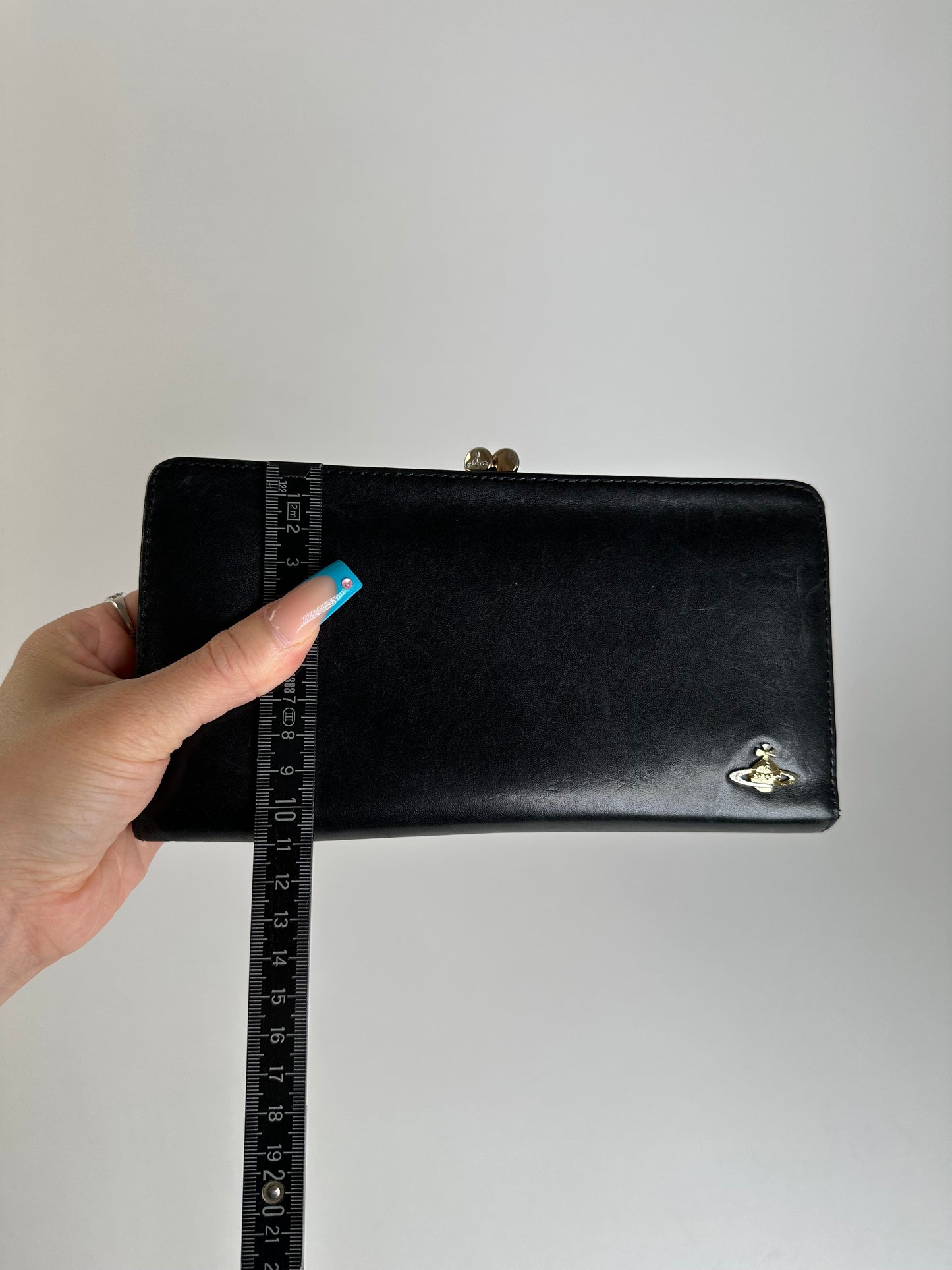 Vintage Vivienne Westwood Leather Wallet Black Silver