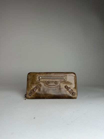 Vintage Balenciaga City Bag Design Leather Wallet Brown