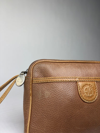 Vintage Loewe Pebbled Leather Flap Crossbody Bag Late 1970s Tan