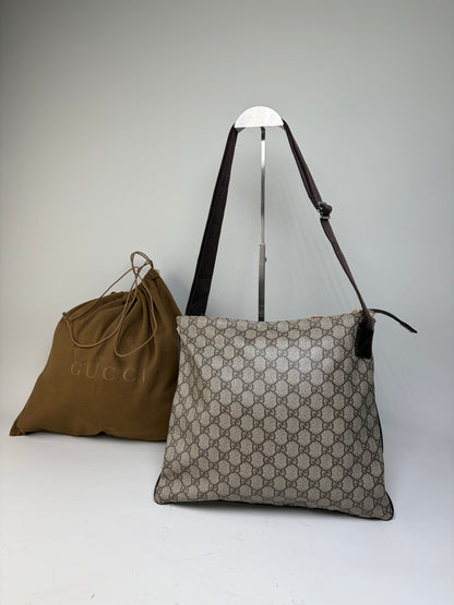 Vintage Gucci GG Supreme Shoulder Bag Beige Brown