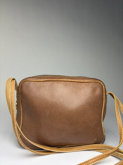 Vintage Loewe Pebbled Leather Flap Crossbody Bag Late 1970s Tan