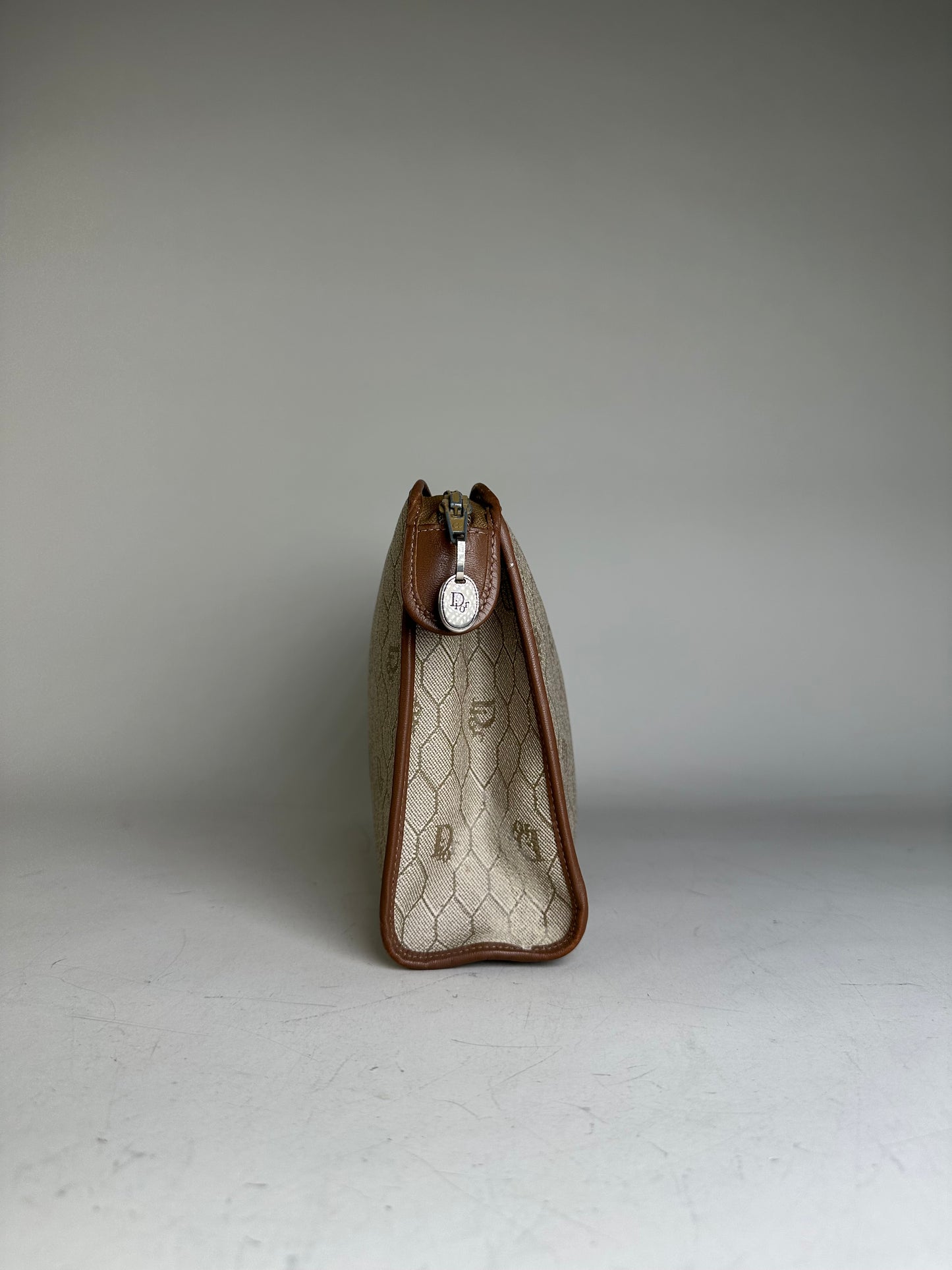 Vintage Dior Coated Canvas Cosmetic Case Beige Brown