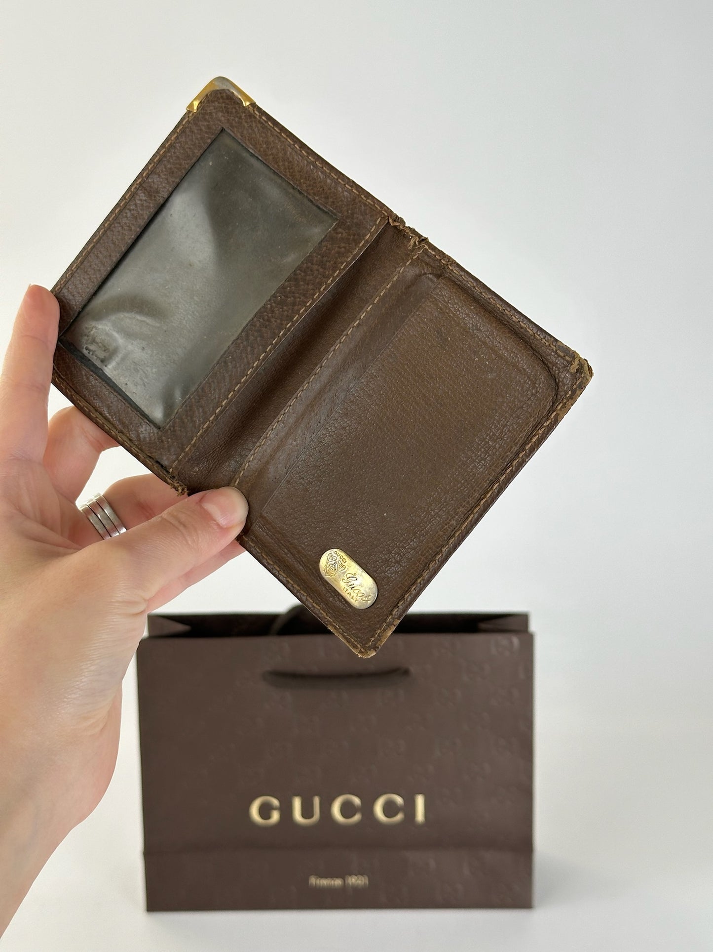 Vintage Gucci Leather Card Holder Brown