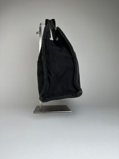 Vintage Hermes Canvas Tote Black Silver