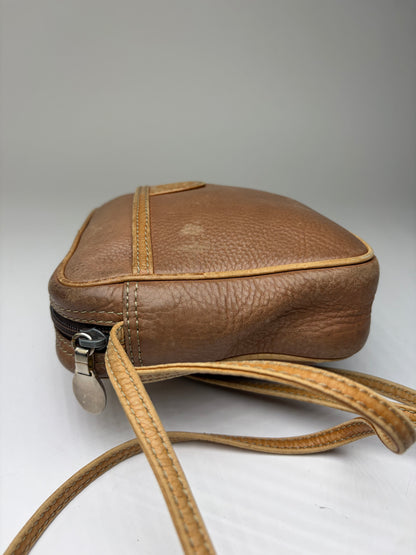 Vintage Loewe Pebbled Leather Flap Crossbody Bag Late 1970s Tan