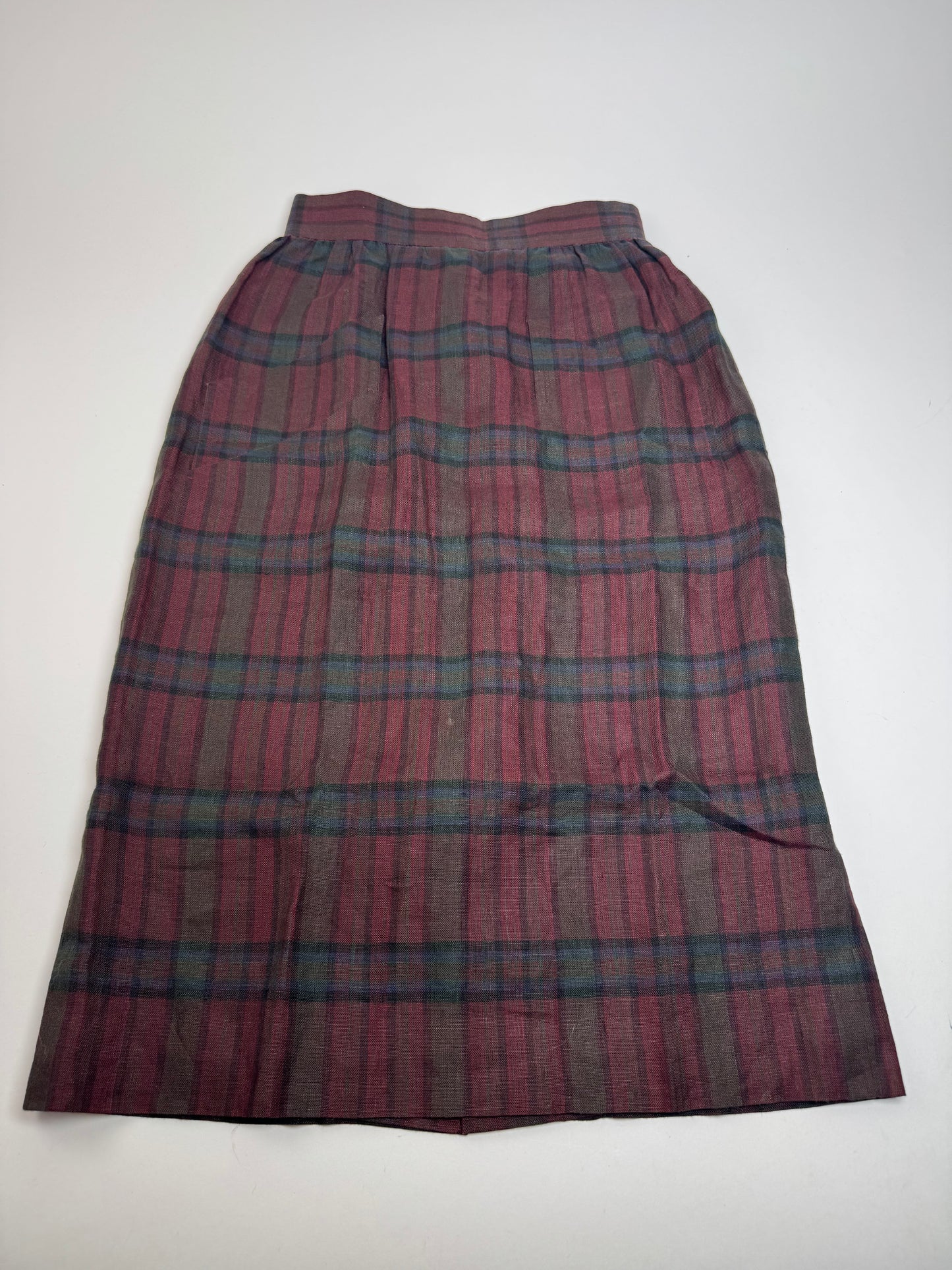 Vintage Yves Saint Laurent Canvas Checked Skirt burgundy Green 36/S