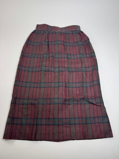 Vintage Yves Saint Laurent Canvas Checked Skirt burgundy Green 36/S