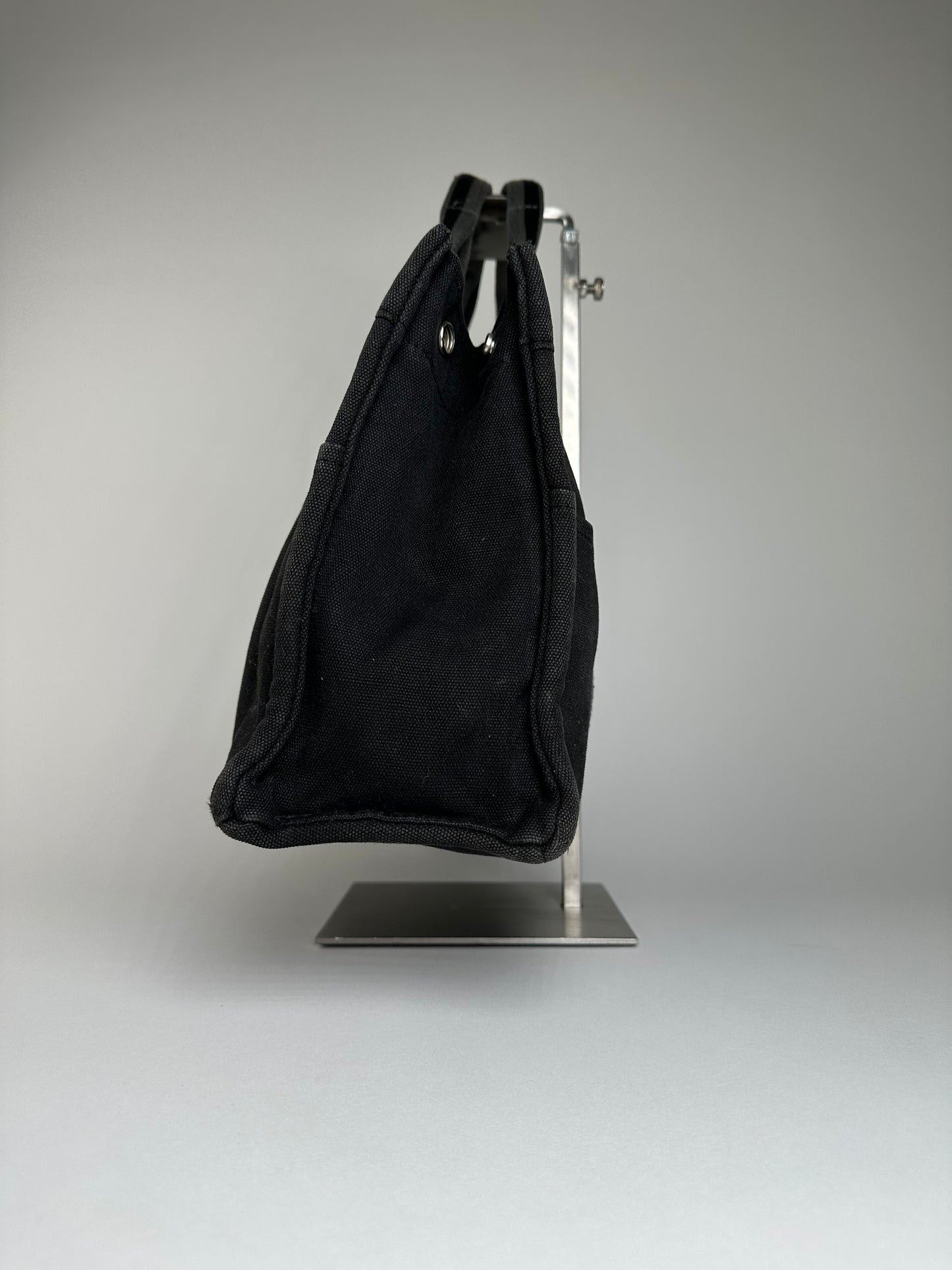Vintage Hermes Canvas Tote Black Silver