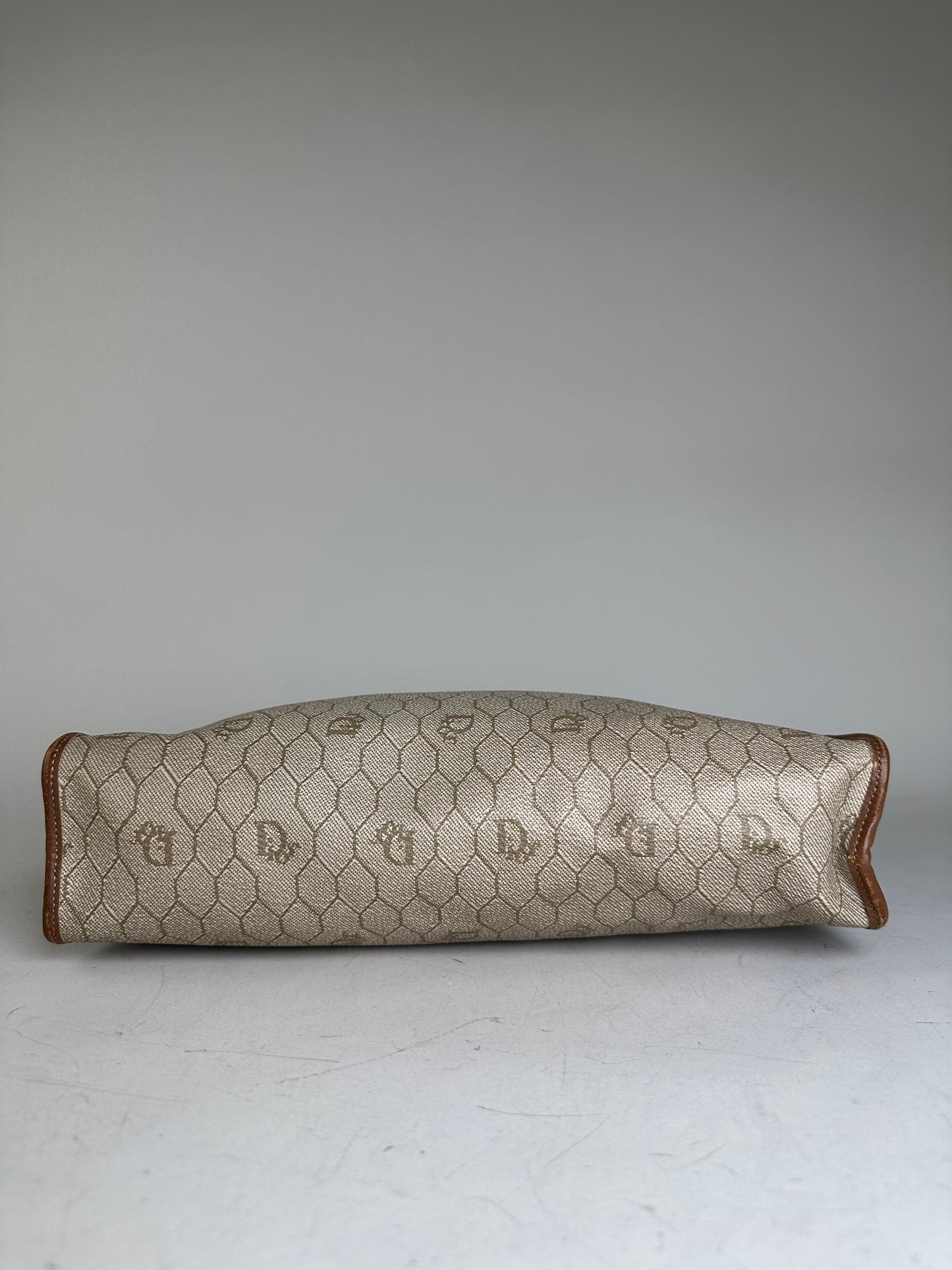 Vintage Dior Coated Canvas Cosmetic Case Beige Brown