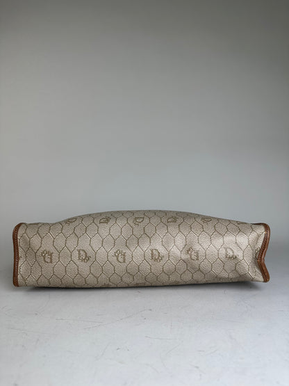 Vintage Dior Coated Canvas Cosmetic Case Beige Brown