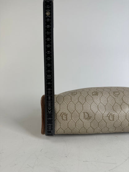 Vintage Dior Coated Canvas Cosmetic Case Beige Brown