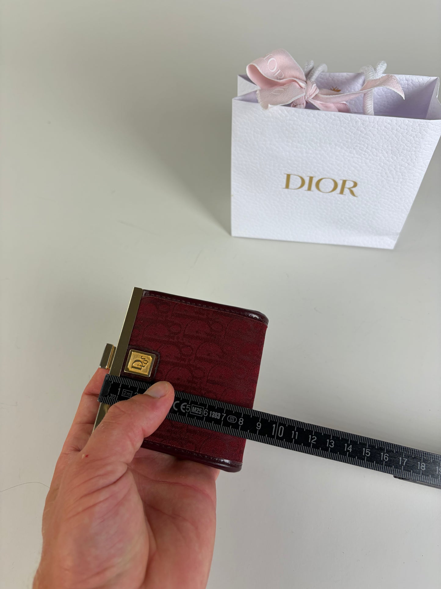 Vintage Dior Oblique Jacquard Coin Purse Burgundy Gold