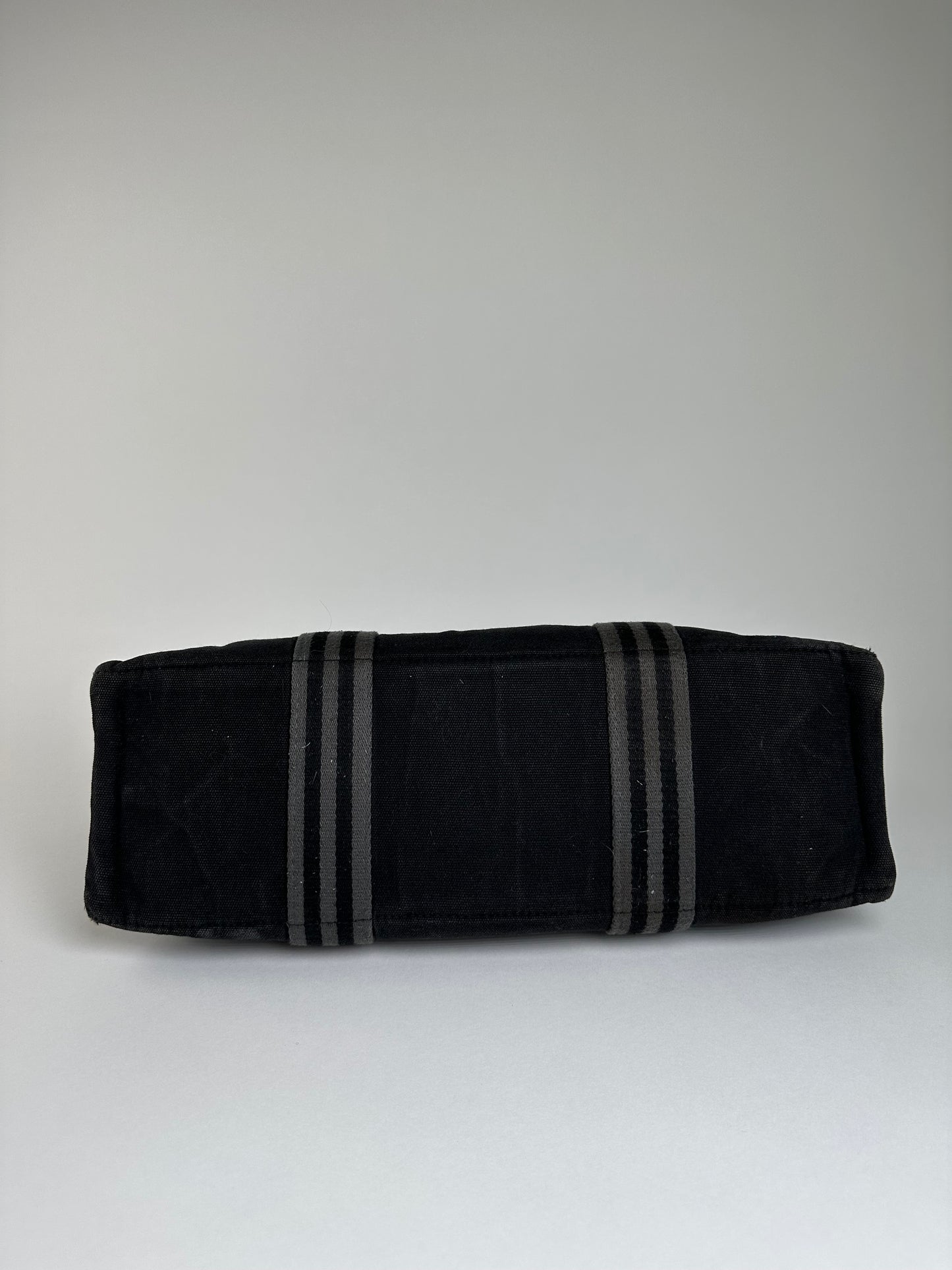 Vintage Hermes Canvas Tote Black Silver