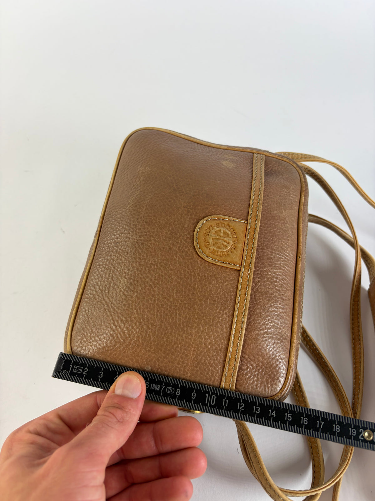 Vintage Loewe Pebbled Leather Flap Crossbody Bag Late 1970s Tan