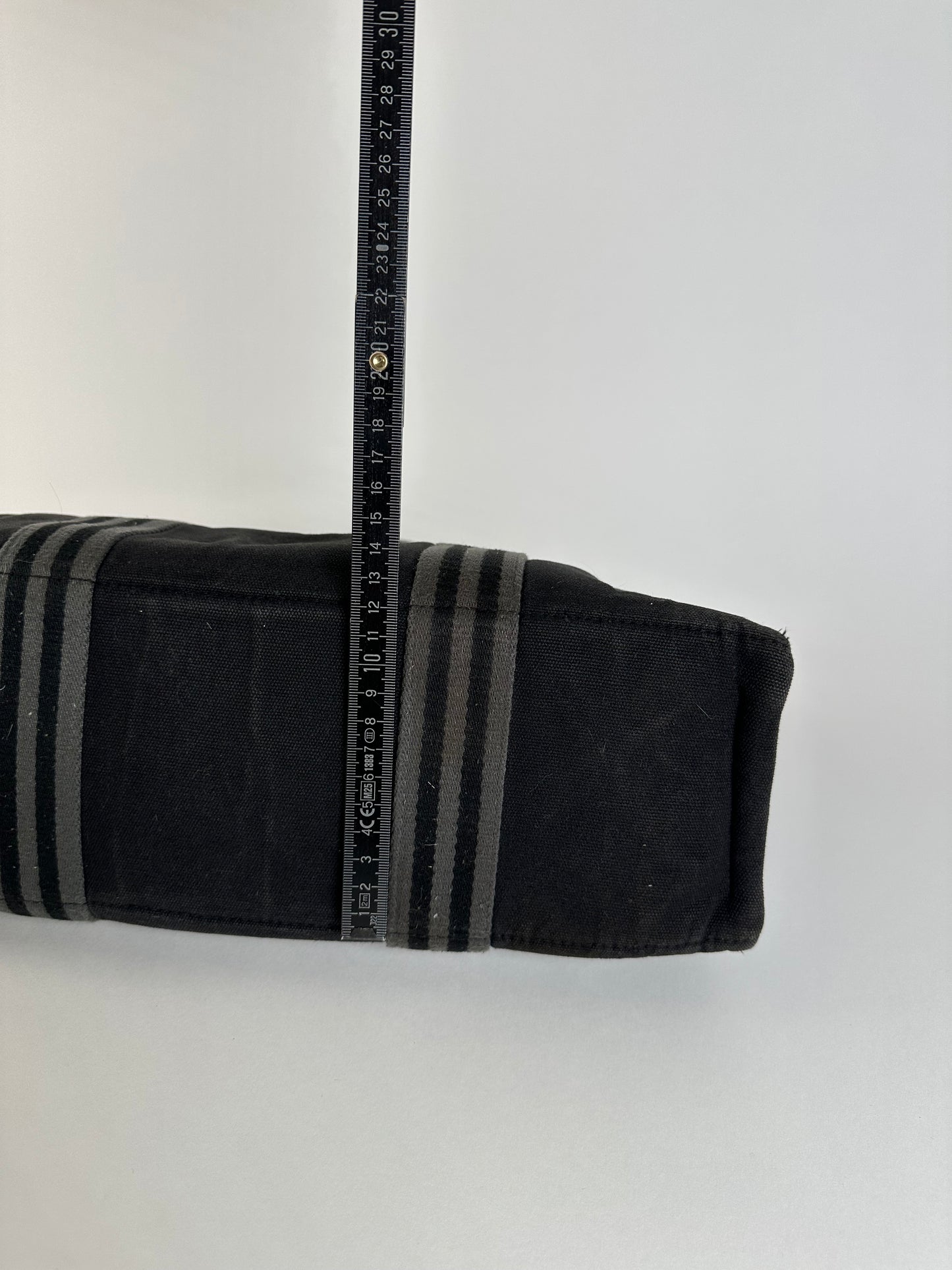 Vintage Hermes Canvas Tote Black Silver