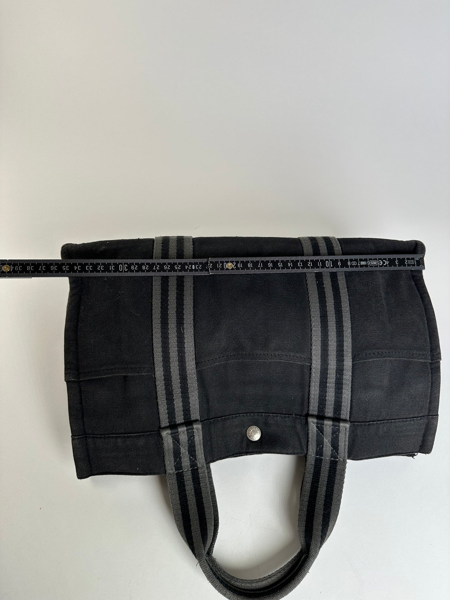 Vintage Hermes Canvas Tote Black Silver