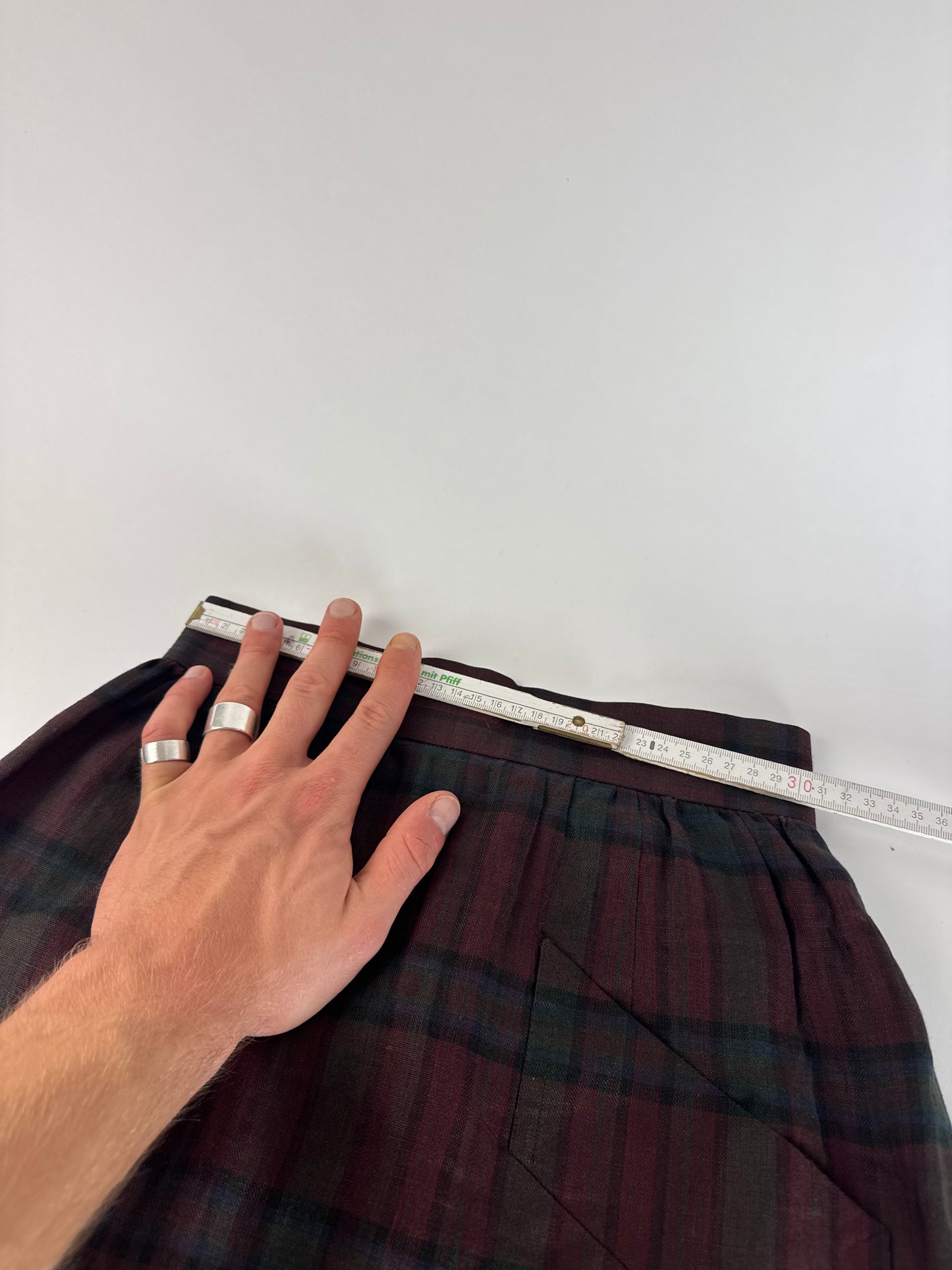 Vintage Yves Saint Laurent Canvas Checked Skirt burgundy Green 36/S