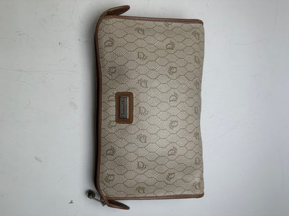 Vintage Dior Coated Canvas Cosmetic Case Beige Brown