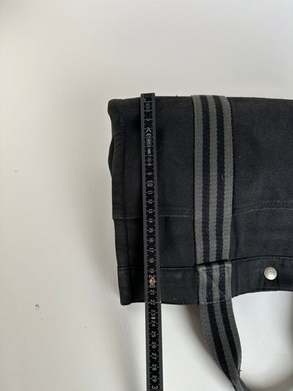 Vintage Hermes Canvas Tote Black Silver