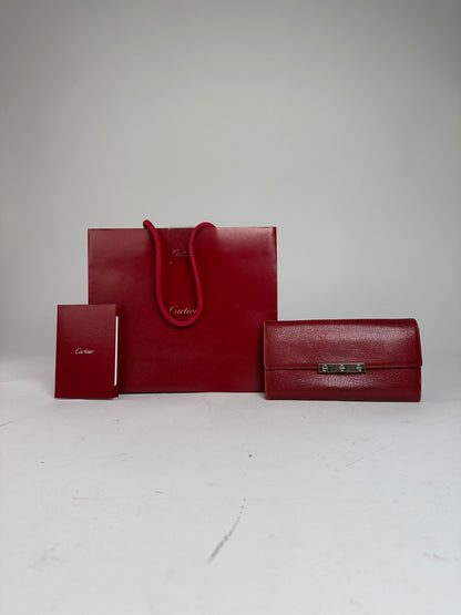 Vintage Cartier Leather Wallet Red