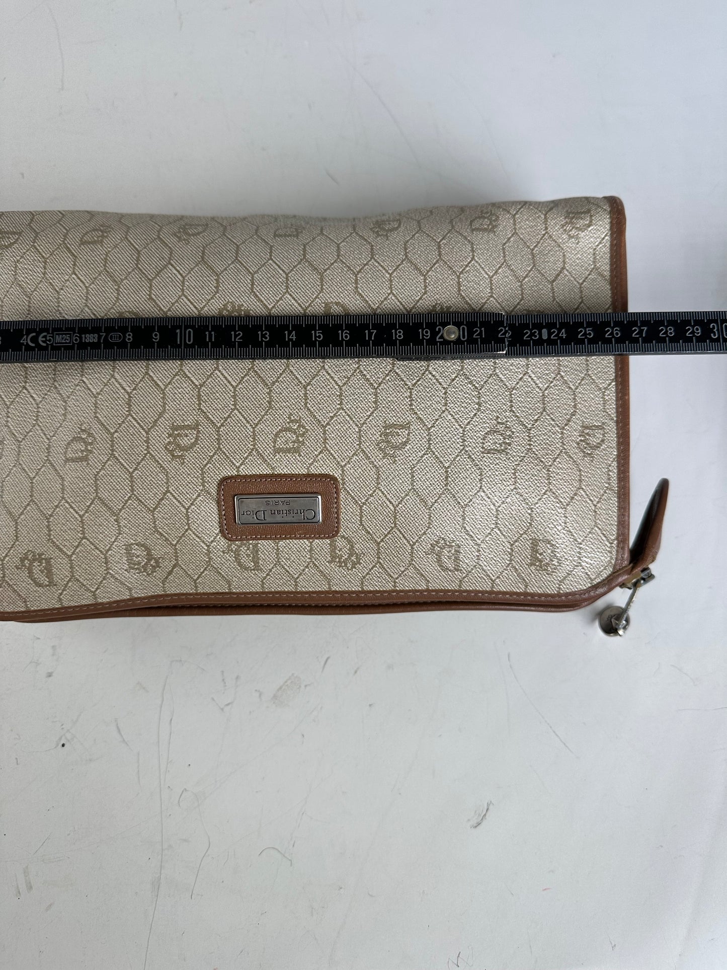 Vintage Dior Coated Canvas Cosmetic Case Beige Brown