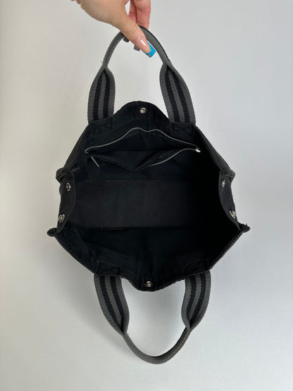 Vintage Hermes Canvas Tote Black Silver