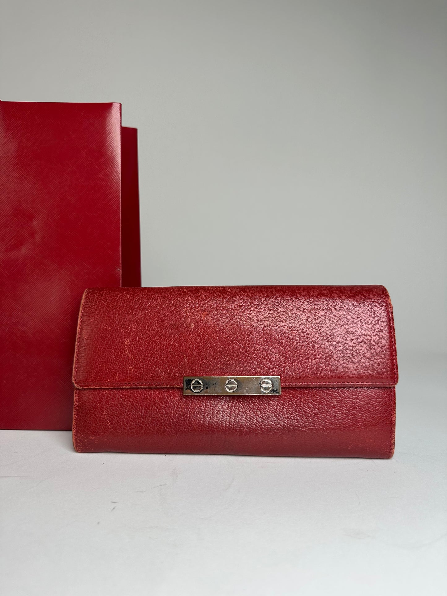 Vintage Cartier Leather Wallet Red