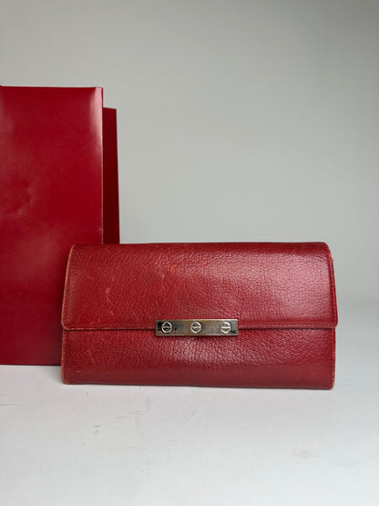Vintage Cartier Leather Wallet Red