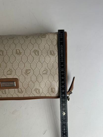 Vintage Dior Coated Canvas Cosmetic Case Beige Brown