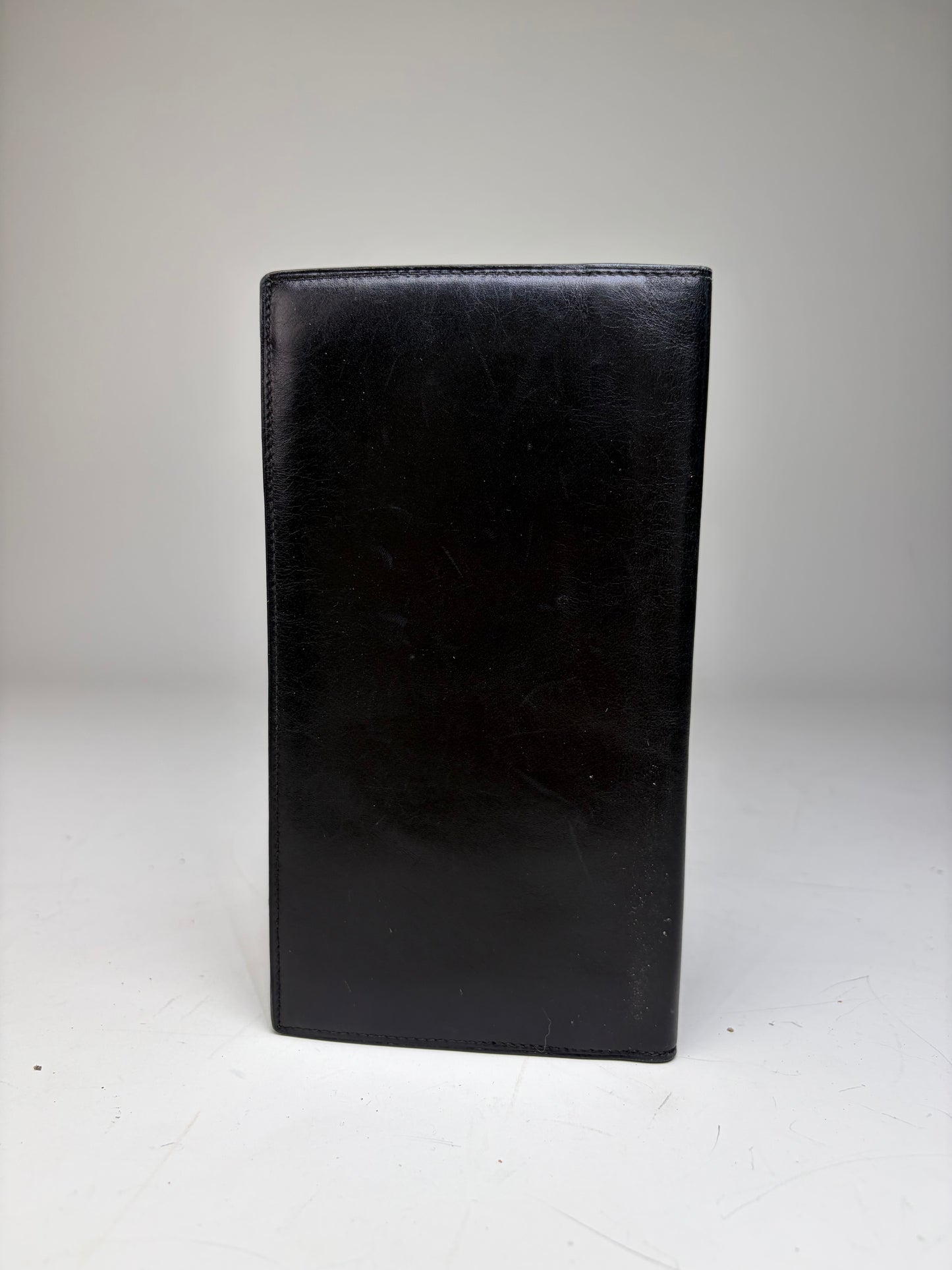 Vintage Celine Leather Long Wallet Black Gold