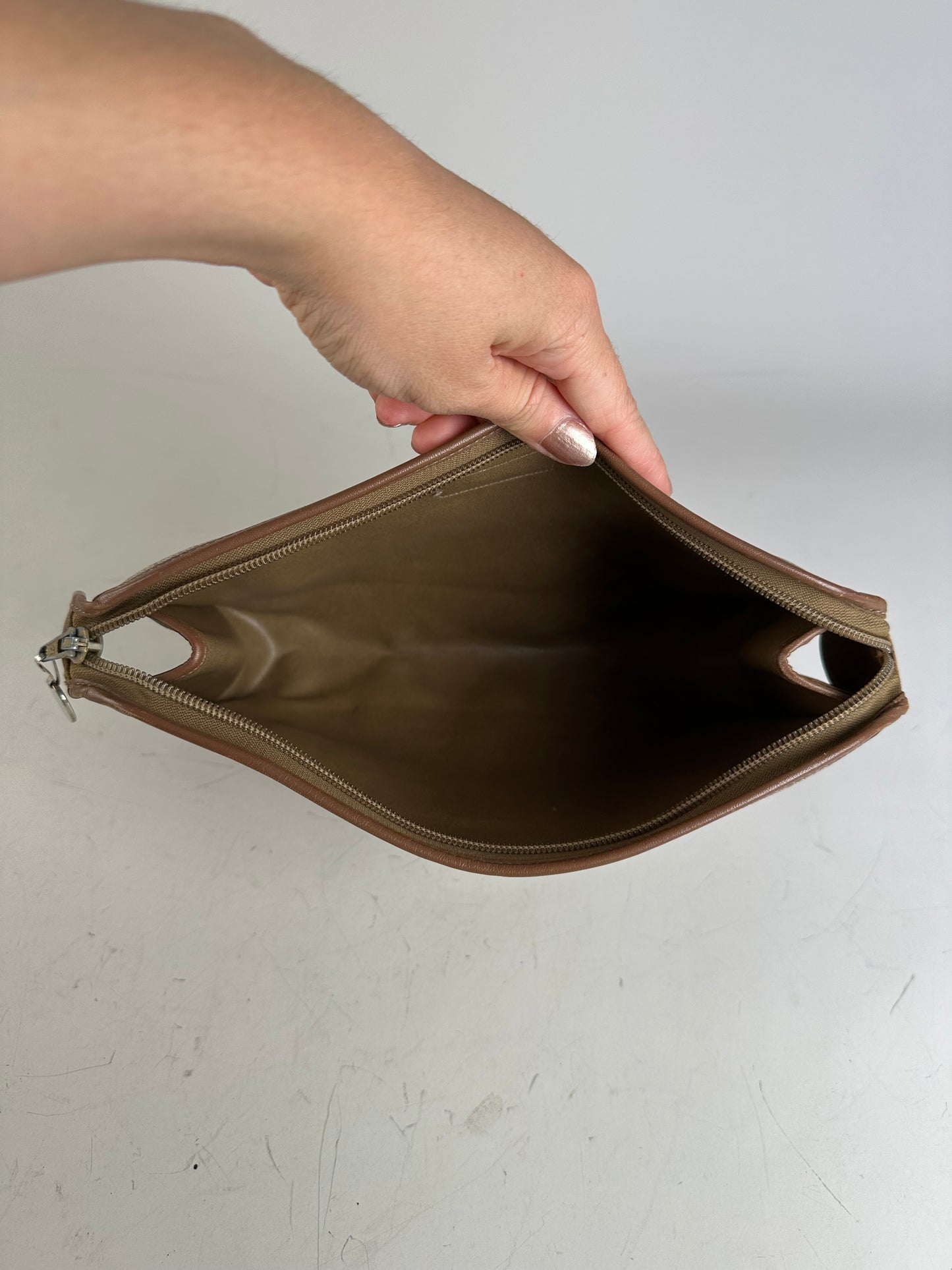 Vintage Dior Coated Canvas Cosmetic Case Beige Brown
