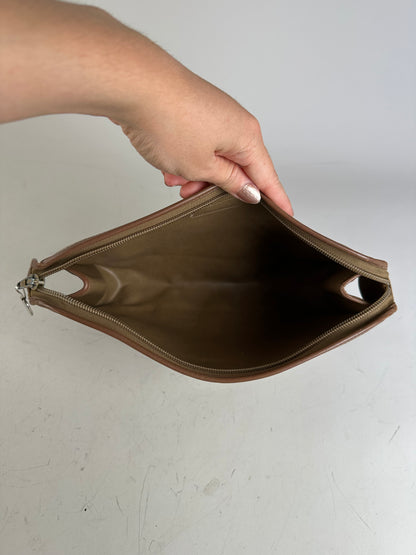 Vintage Dior Coated Canvas Cosmetic Case Beige Brown