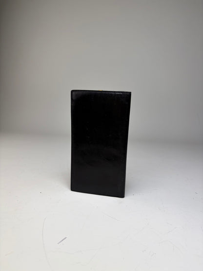 Vintage Celine Leather Long Wallet Black Gold