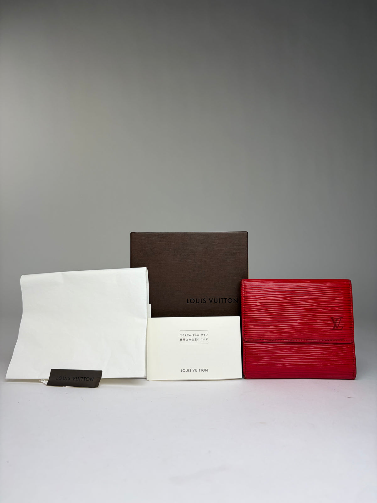 Vintage Louis Vuitton Epi Leather Bifold Wallet Red Gold