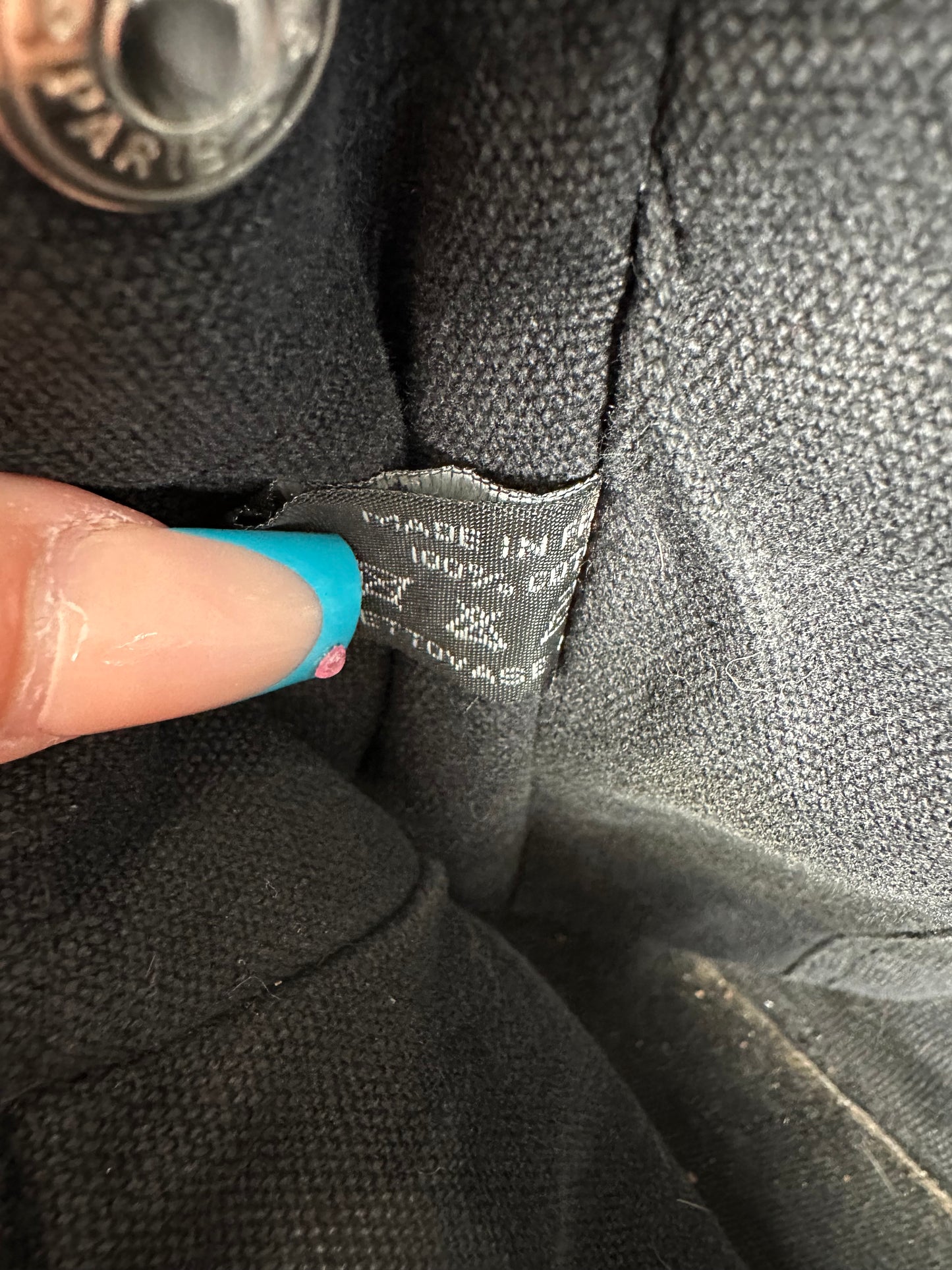 Vintage Hermes Canvas Tote Black Silver