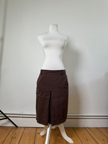 Vintage Celine Cotton Twill Skirt Brown L