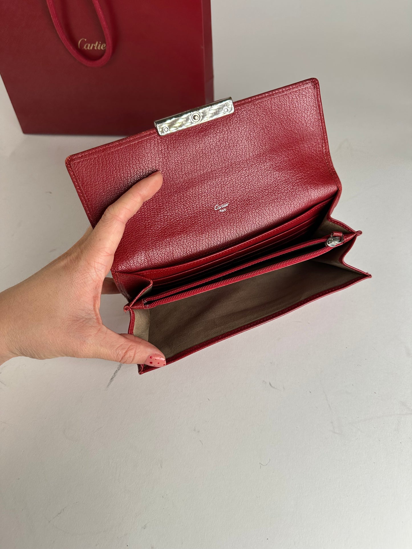 Vintage Cartier Leather Wallet Red