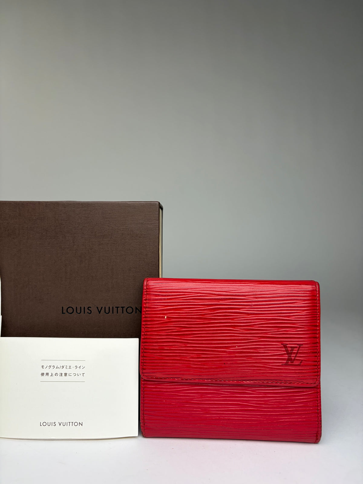 Vintage Louis Vuitton Epi Leather Bifold Wallet Red Gold
