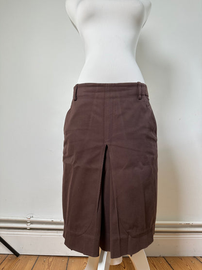 Vintage Celine Cotton Twill Skirt Brown L