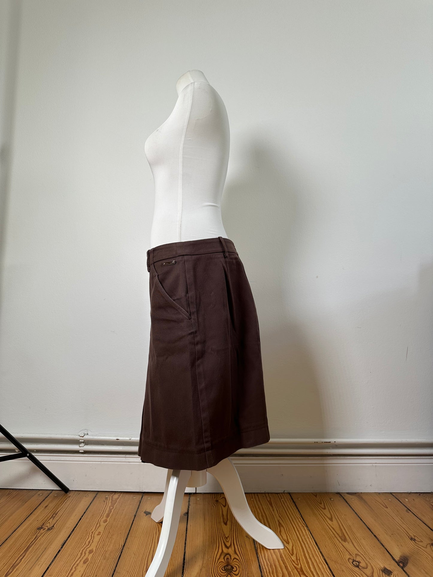Vintage Celine Cotton Twill Skirt Brown L
