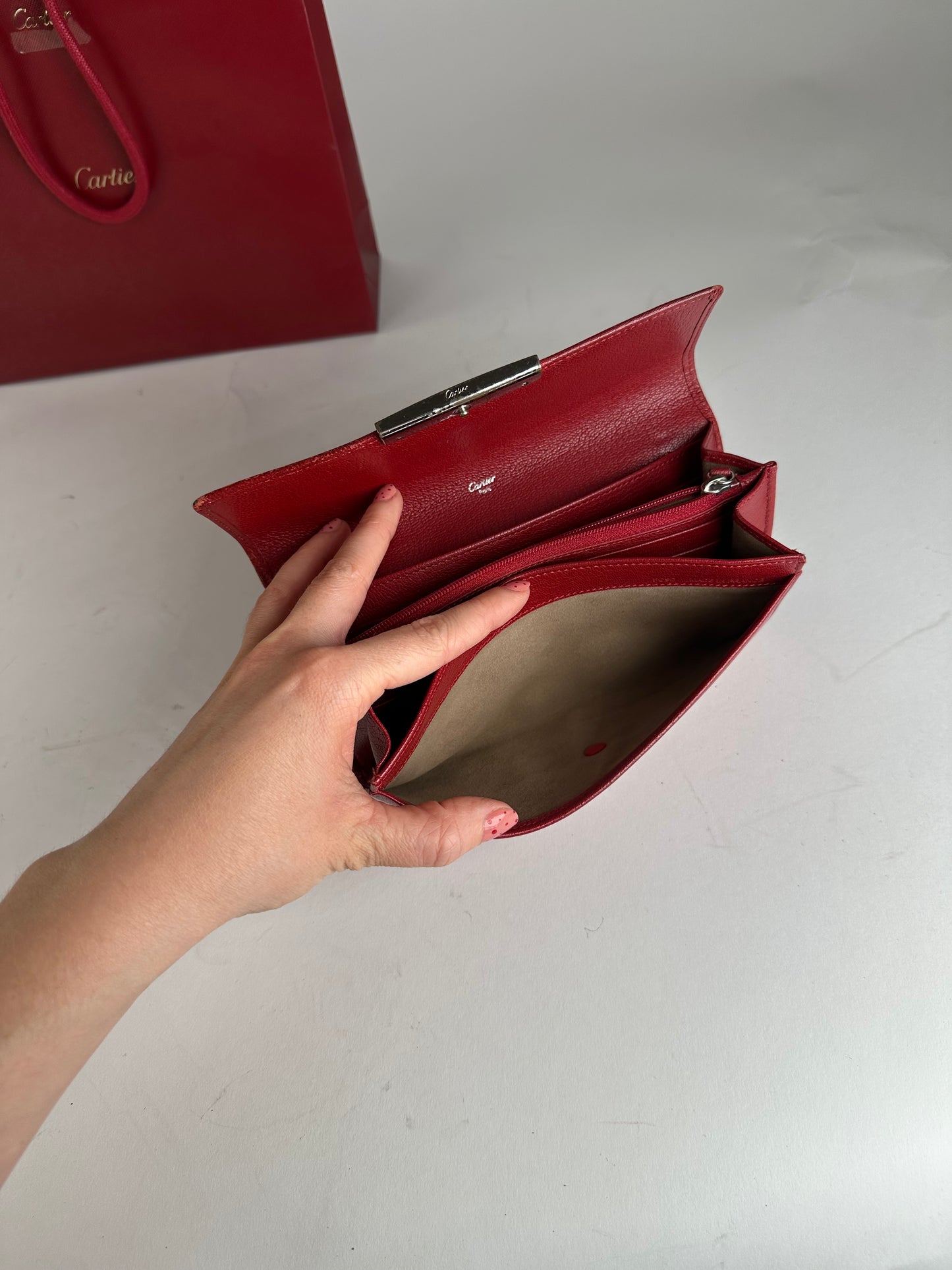 Vintage Cartier Leather Wallet Red