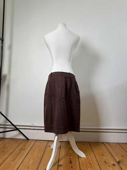Vintage Celine Cotton Twill Skirt Brown L