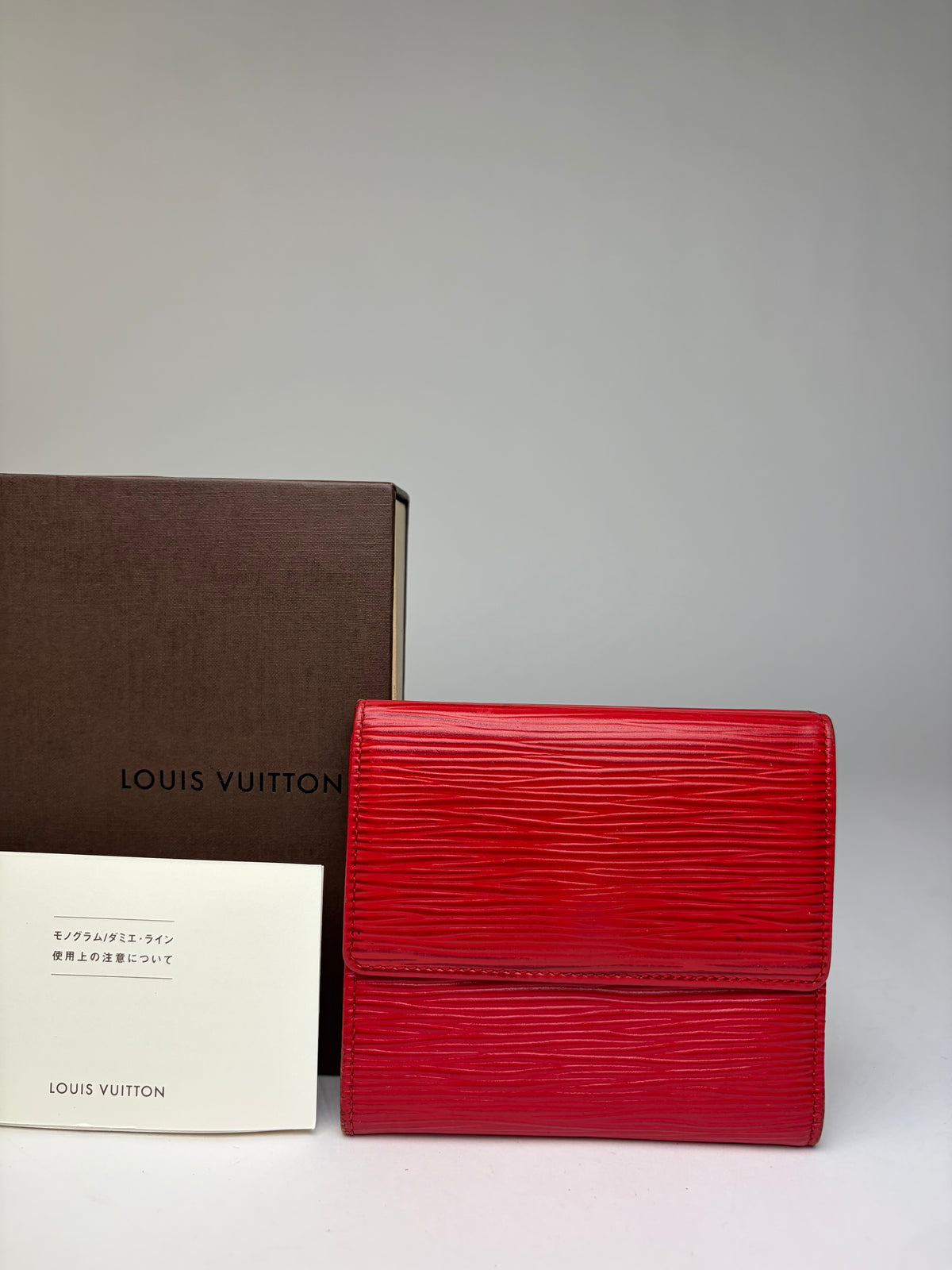 Vintage Louis Vuitton Epi Leather Bifold Wallet Red Gold