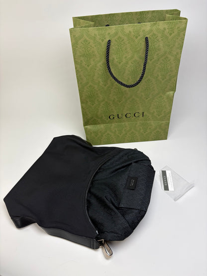 Vintage Gucci Nylon Shoulder Bag Black Silver