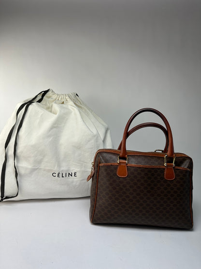 Vintage Celine Macadam Canvas Top-Handle Bag Late 1980s Brown