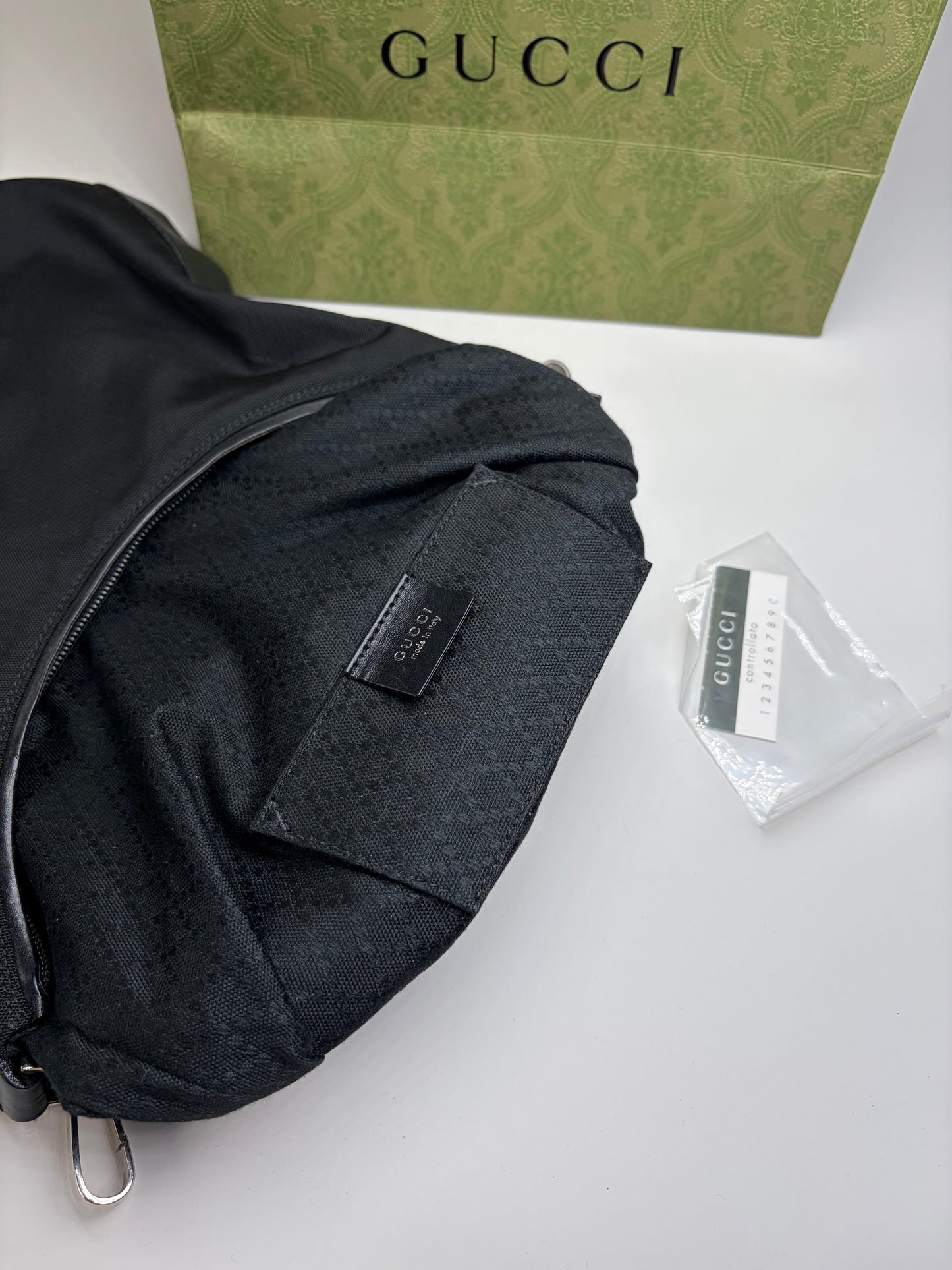 Vintage Gucci Nylon Shoulder Bag Black Silver