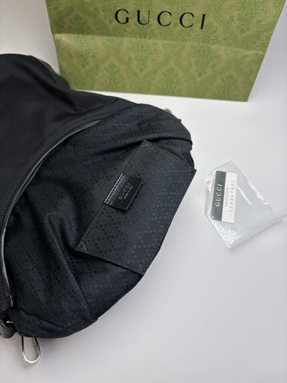 Vintage Gucci Nylon Shoulder Bag Black Silver