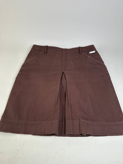 Vintage Celine Cotton Twill Skirt Brown L