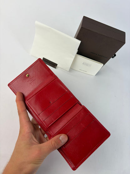 Vintage Louis Vuitton Epi Leather Bifold Wallet Red Gold